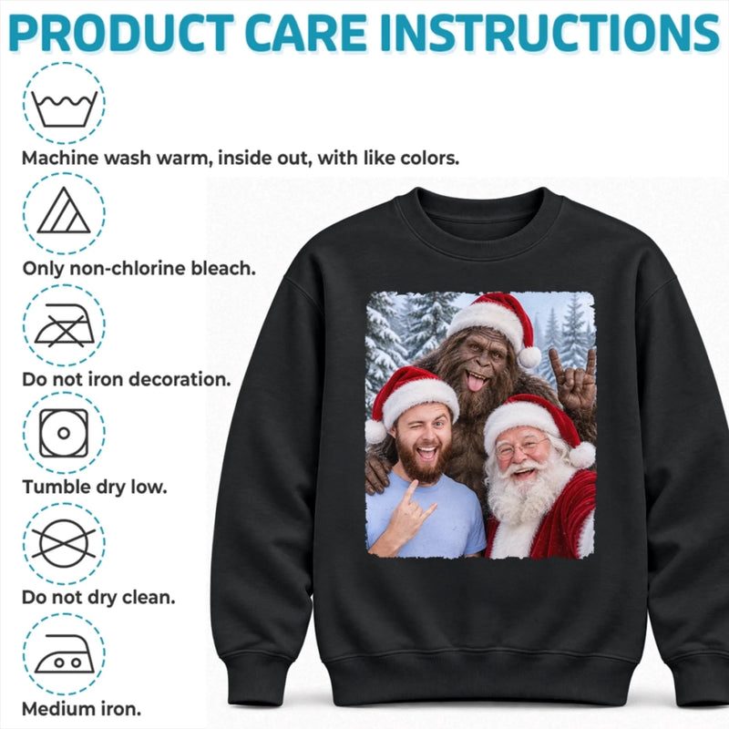 Custom Funny Photo Bigfoot Christmas Gifts - Personalized Crewneck Pullover Sweatshirt