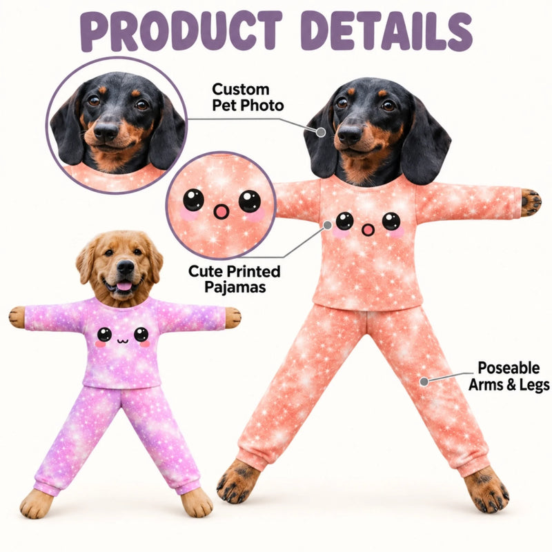 Custom Photo Cute Pajamas Gifts for Kids - Personalized Poseable Plush Doll