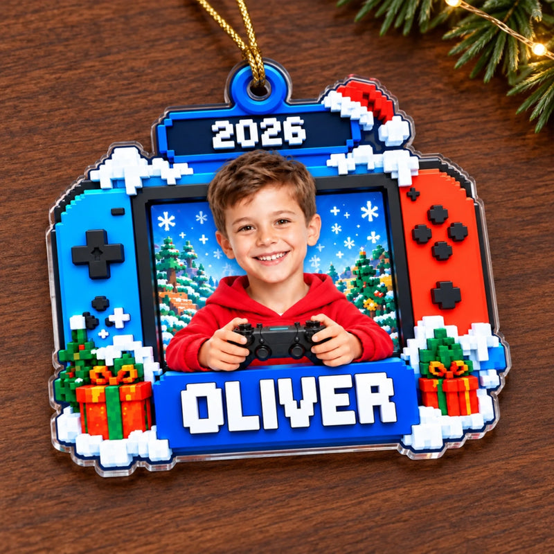 Custom Photo Gamer Kids Christmas Gifts - Personalized Acrylic Ornament