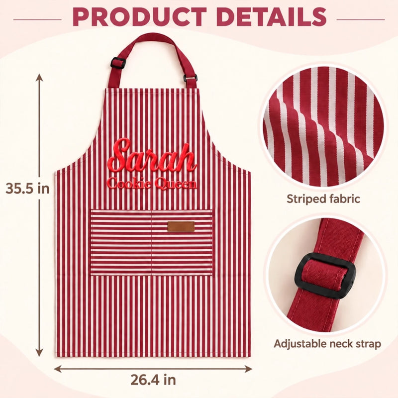 Custom Name Baking Gifts For Women - Personalized Embroidered Apron