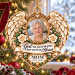 Custom Photo Memorial Heart Wings Christmas Decor Gifts - Personalized Acrylic Ornament