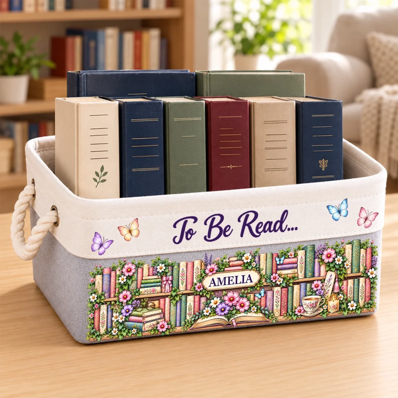 Custom Name Book Lover Gifts for Readers - Personalized Storage Basket