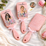 Custom Photo Floral Gifts for Her - Personalized Paddle Hair Brush
