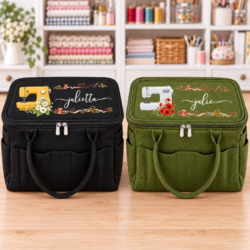 Custom Vintage Sewing Machine Gifts For Sewing Lovers - Personalized Canvas Yarn Tote Bag