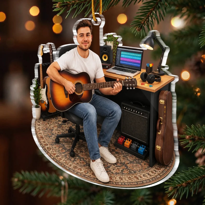 Custom Photo Guitar Player Gifts For Music Lovers - Personalized Acrylic Ornament