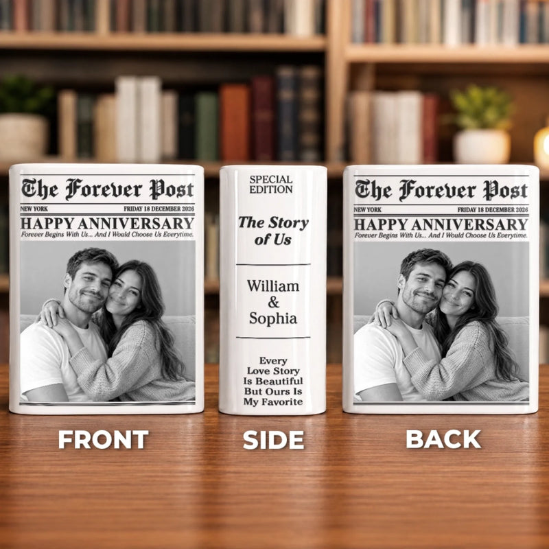 Custom Photo Anniversary Newspaper Gifts For Couples - Personalized Book Vase