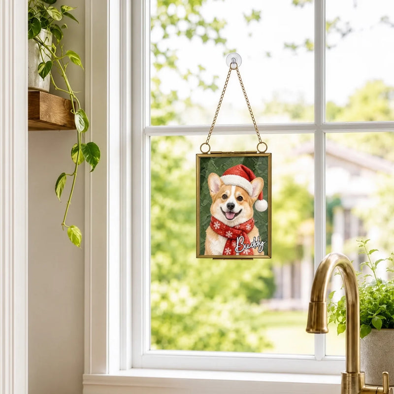 Custom Pet Photo Oil Painting Christmas Gifts for Dog And Cat Lovers - Personalized Frame Ornament