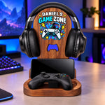 Custom Name Gamer Gifts for Men - Personalized Wooden Headset Stand