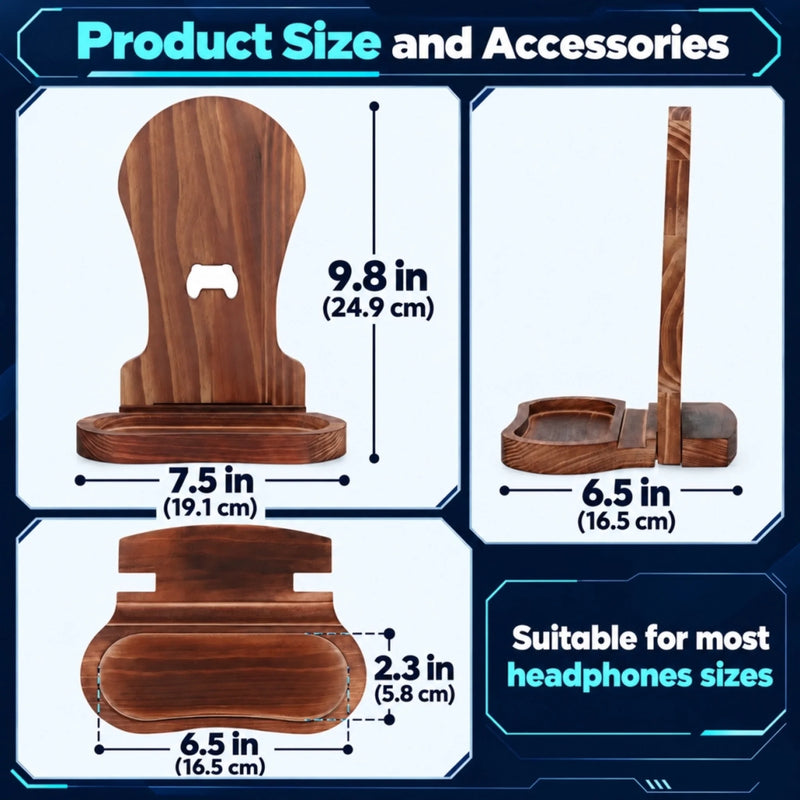 Custom Name Gamer Gifts for Men - Personalized Wooden Headset Stand