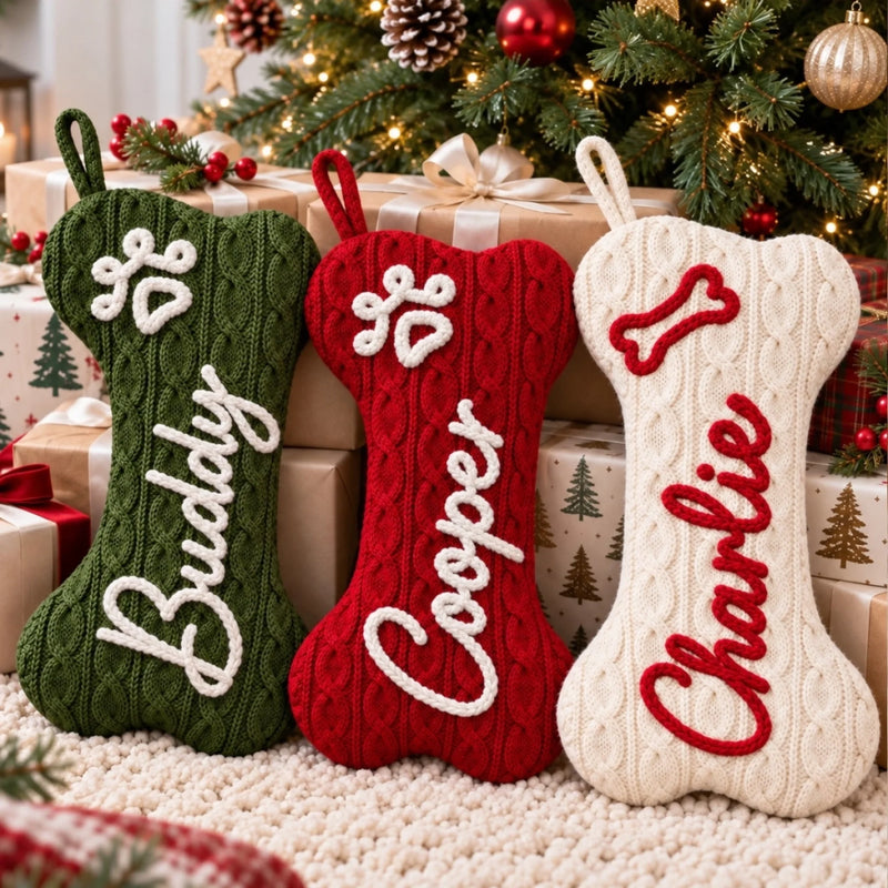 Custom Name Christmas Pet Gifts For Dog Lovers - Personalized Christmas Bone Stockings