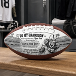 Custom Photo Inspirational Football Gifts for Son, Grandson - Personalized Leather Football