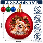 Custom Pet Photo Christmas Selfie Dog Cat Lover Gifts For Pet Lovers - Personalized Full Wrap Ball Ornament