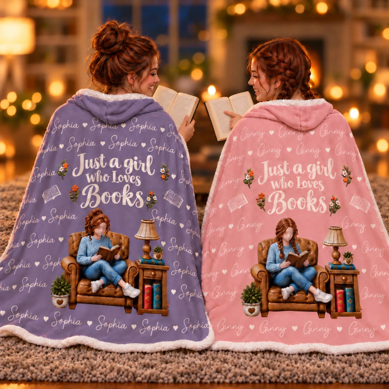 Custom Name Book Lover Reading Nook Gifts For Her - Personalized Snuggle Blanket