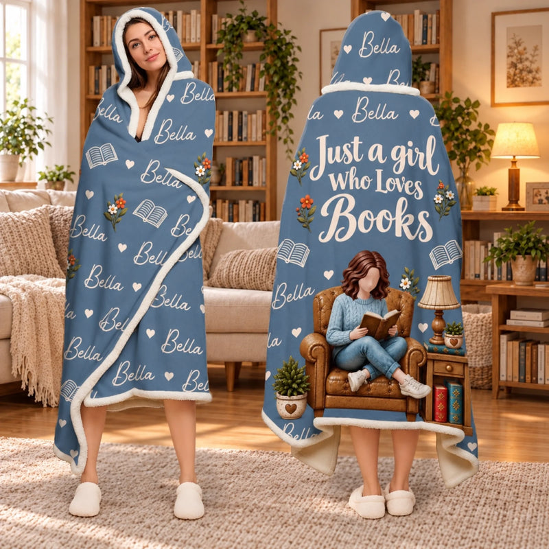 Custom Name Book Lover Reading Nook Gifts For Her - Personalized Snuggle Blanket