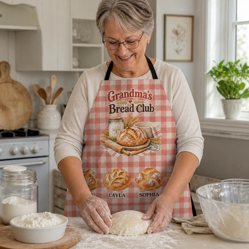 Custom Name Bread Club Baking Gifts For Grandma - Personalized Apron With Pocket