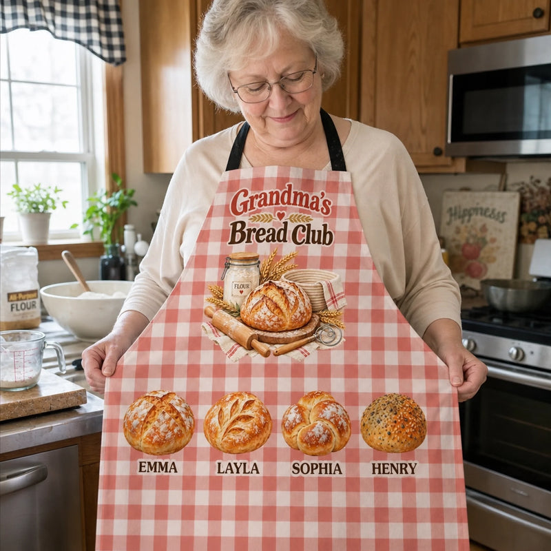 Custom Name Bread Club Baking Gifts For Grandma - Personalized Apron With Pocket