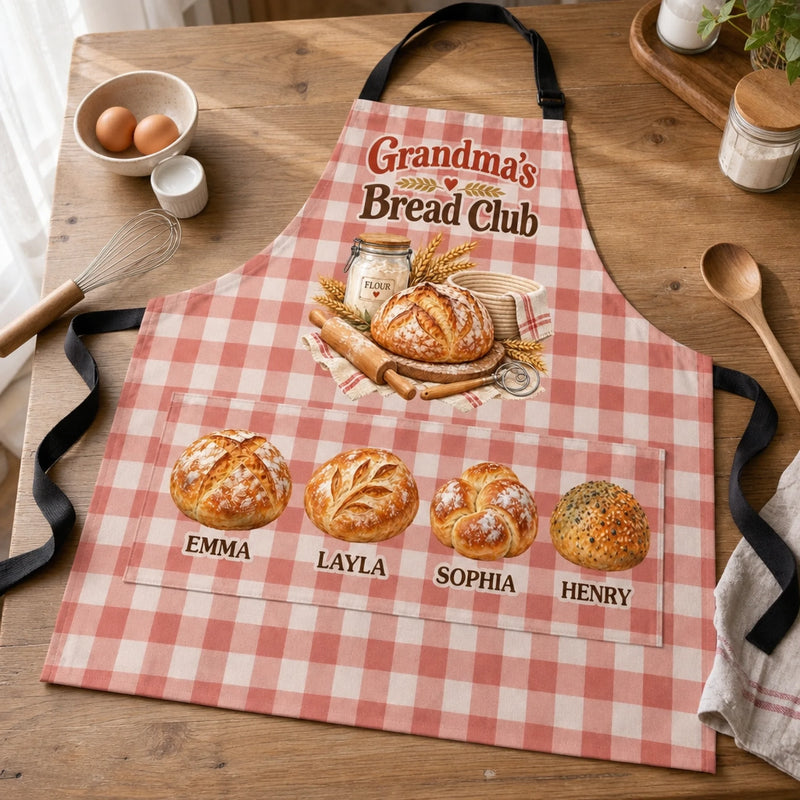 Custom Name Bread Club Baking Gifts For Grandma - Personalized Apron With Pocket