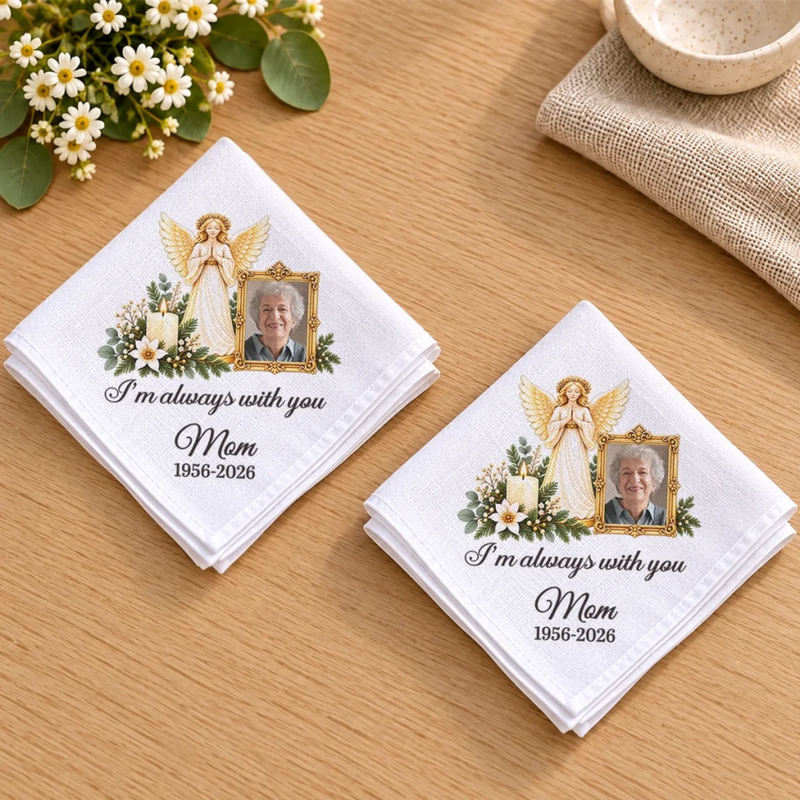 Custom Photo Angel Memorial Gifts For A Loved One - Personalized Handkerchief