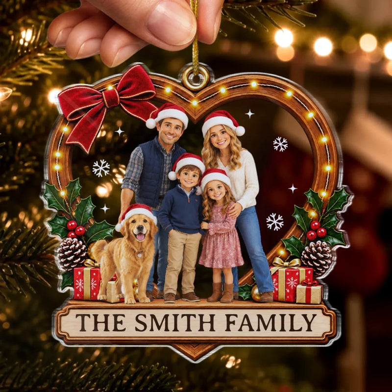 Custom Photo Christmas Family Portrait Decor - Personalized Acrylic Ornament