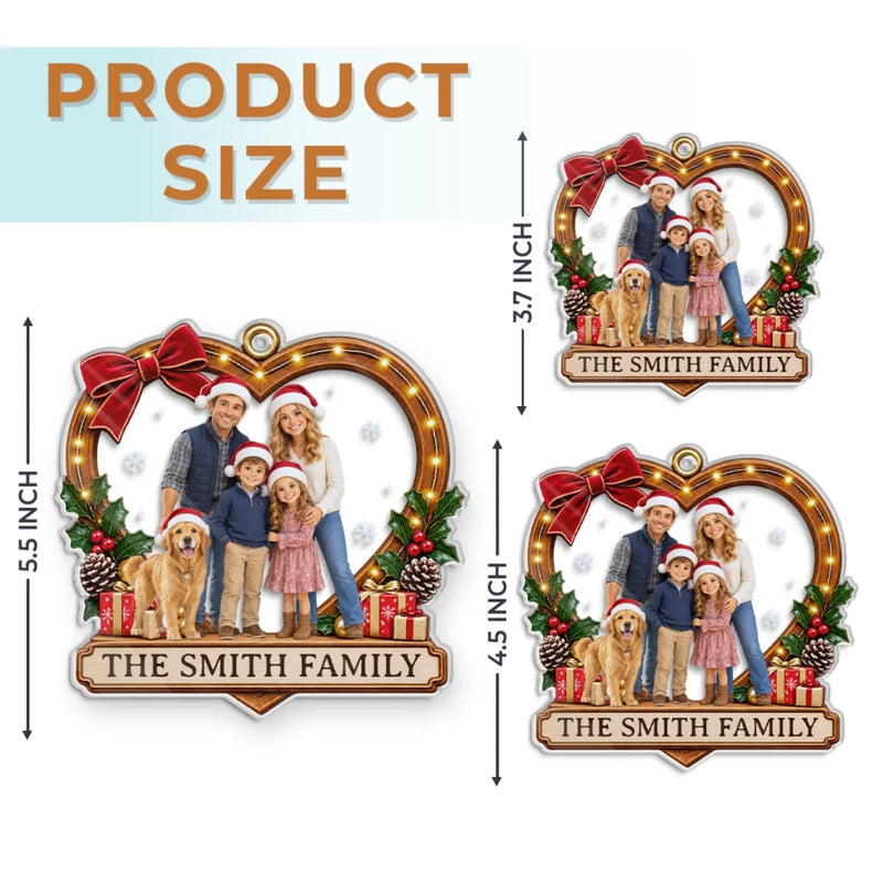 Custom Photo Christmas Family Portrait Decor - Personalized Acrylic Ornament