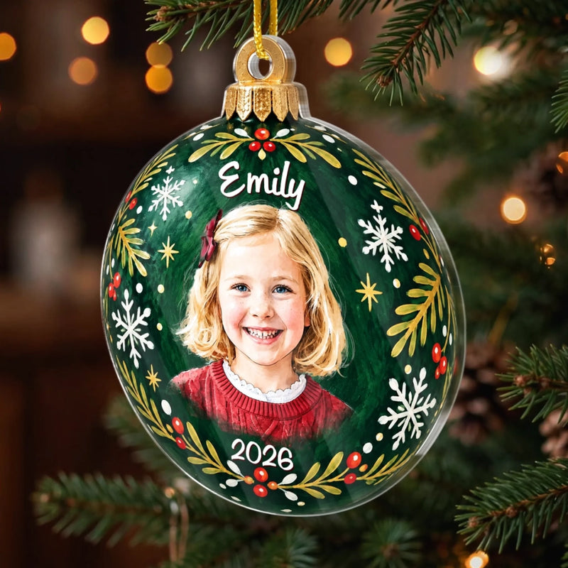 Custom Photo Name Christmas Gifts for Families - Personalized Acrylic Ornament