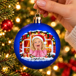Custom Photo Name Christmas Gifts for Kids - Personalized Full Wrap Ball Ornament